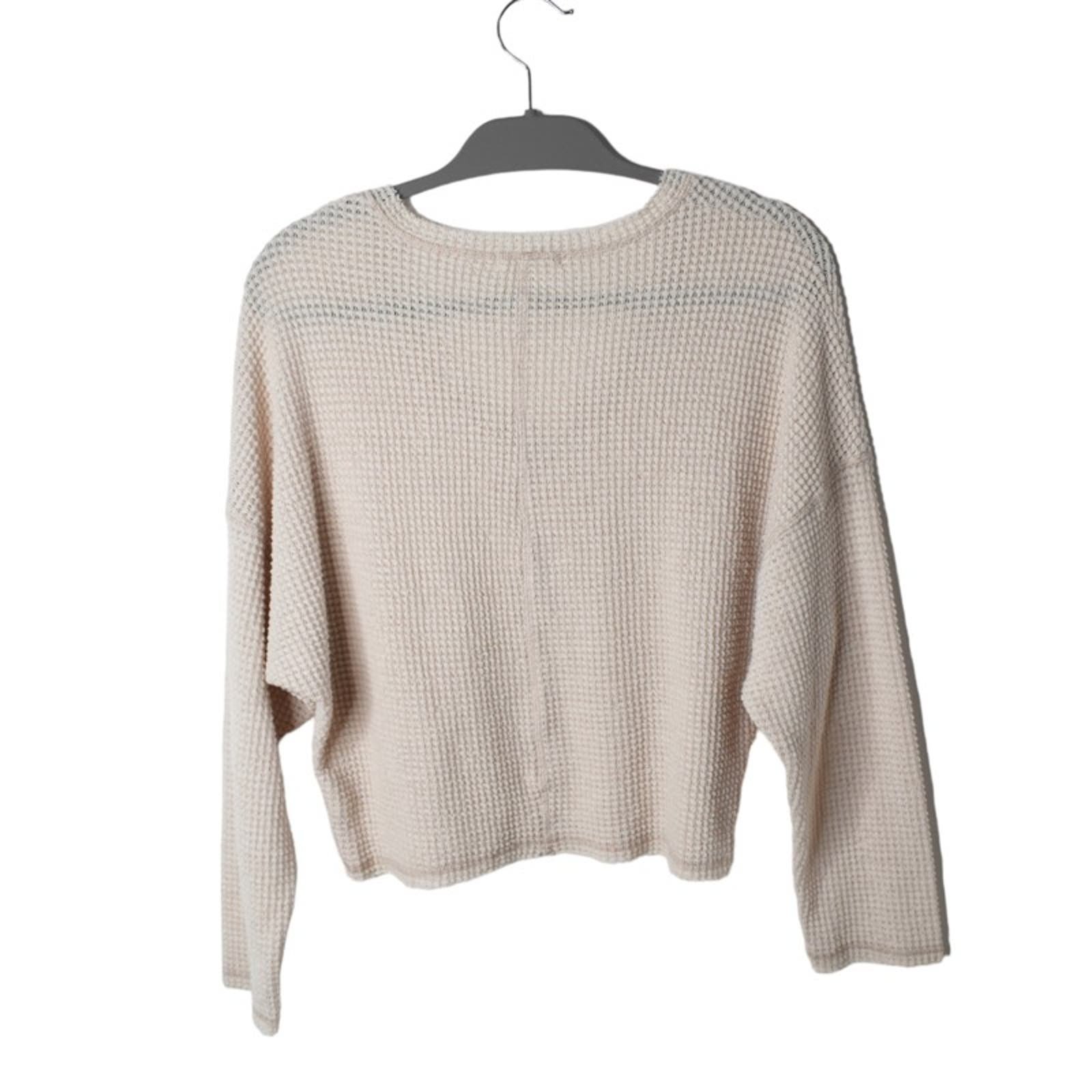 high discount Mod Ref Pullover Sweater Women´s S Cream Ivory Long Sleeve V Neck Waffle Knit Majr4sW5y on sale