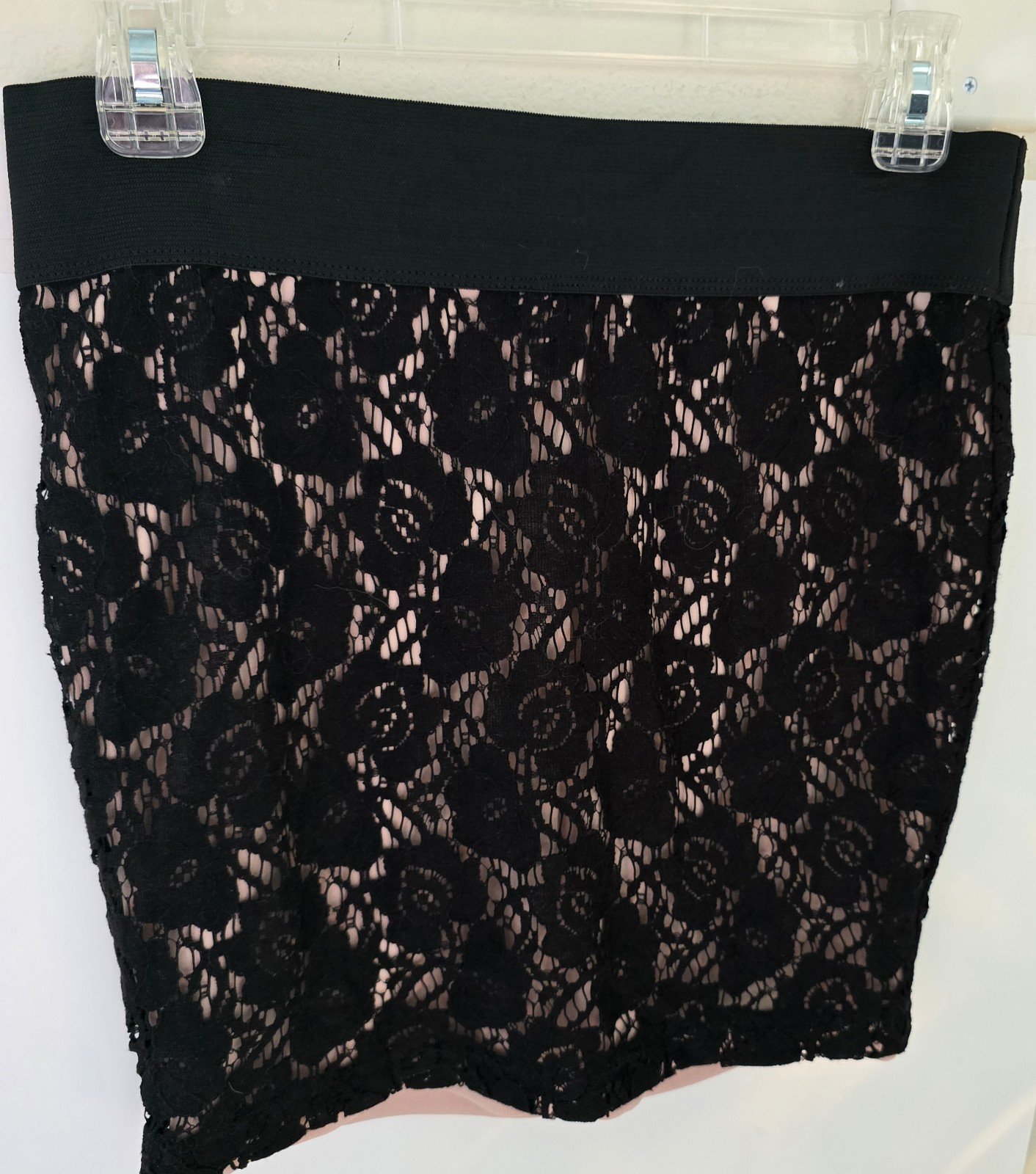 Authentic Stooshy brand womens black lace mini skirt Sz M nude lining party night out NpSIyMAeJ Counter Genuine 