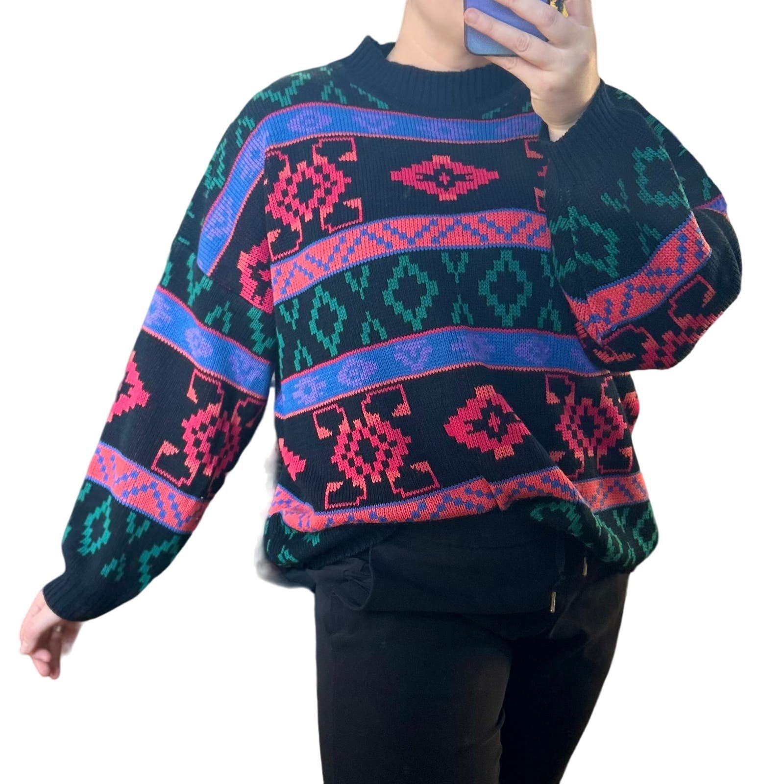 Promotions  Vintage Chunky Grandpa Sweater Neon Fisherman Ski Retro Pullover Mock Neck m7FAowY6U Discount