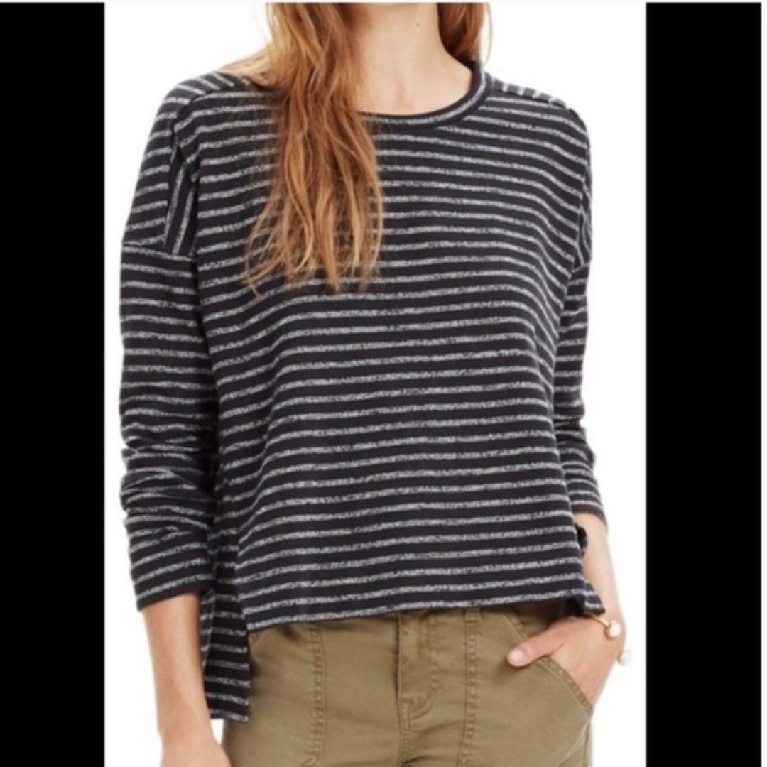 The Best Seller Madewell Marled Striped High Low Sweate