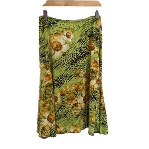Elegant Bleeker and McDougal Floral Green Flowy Skirt I