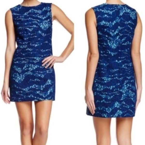 Beautiful Cynthia Steffe Blue Patterned Lace Mini Dress