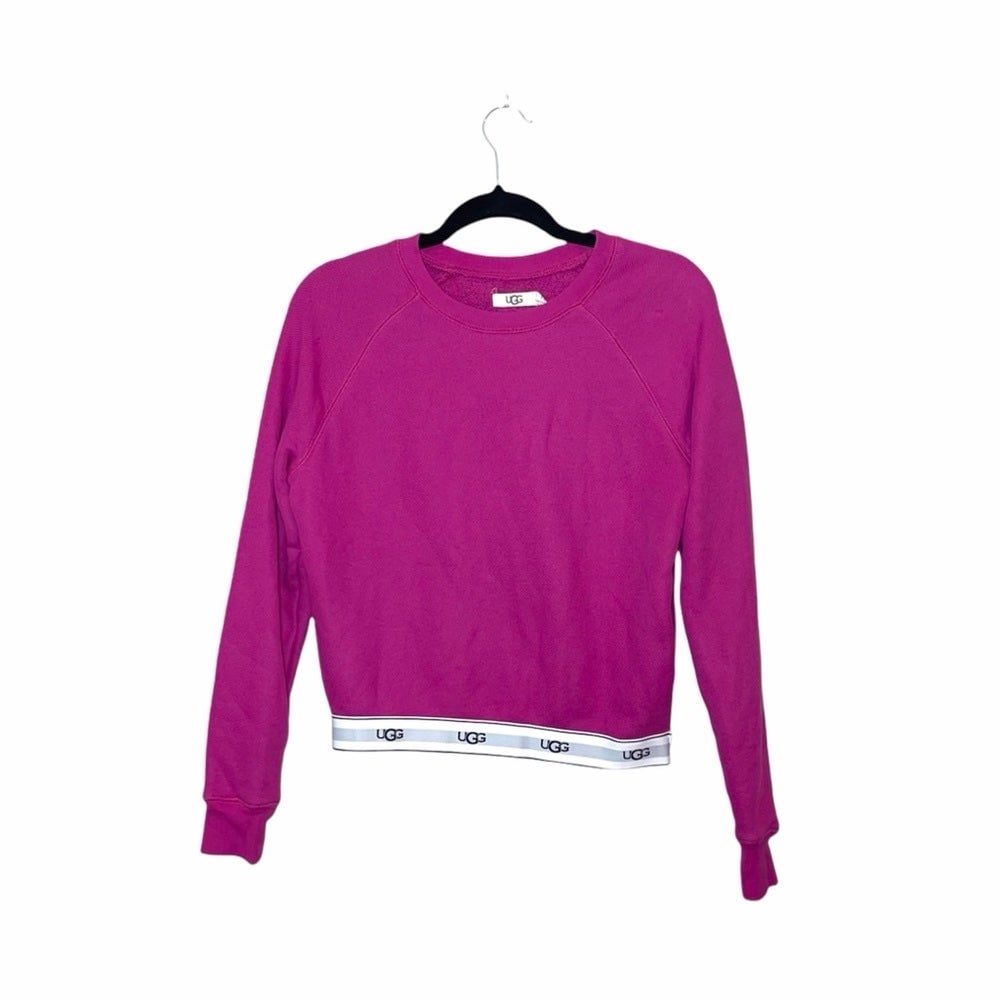 Buy UGG Magenta Pink Logo Elastic Hem Cropped Sweatshir