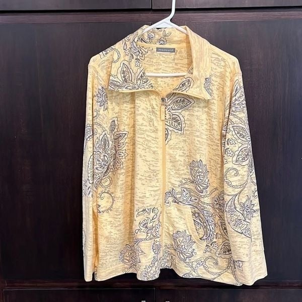 Authentic Three Hearts Yellow & Gray Paisley Zip-up XL Gk4XSYNyl just for you