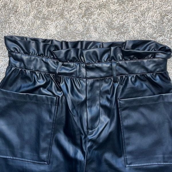 Beautiful Who What Wear Women’s Jet Black Faux Leather Pants Size 12 Never Worn Onw6A4Scq Great