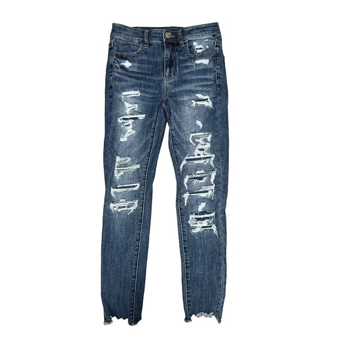 Gorgeous American Eagle Women´s Skinny Jeans Distressed Patches Dark Wash Raw Hem Size 2 oU6xJgPzv Online Shop