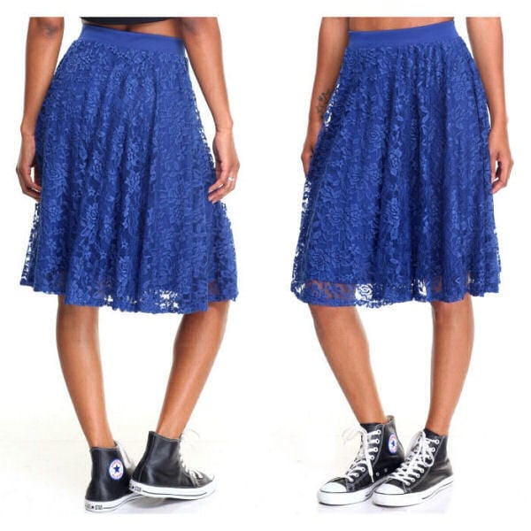 Beautiful New VELVET SKY Lace LINED Skater Size L SKIRT Pull On SWING A-Line KNEE Cobalt JQHaUvcq6 Everyday Low Prices