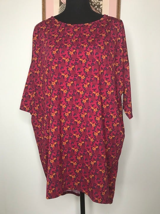 Elegant LuLaRoe Shortsleeve Shirt Women´s Large Maroon Floral Casual Blouse Top NWT NjtIi2kbs online store