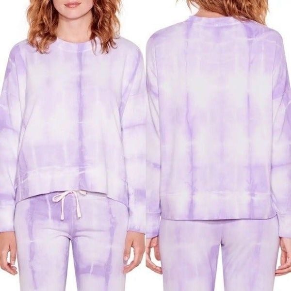 Simple SUNDRY Tie Dye Sweatshirt Lilac and White fmK01n
