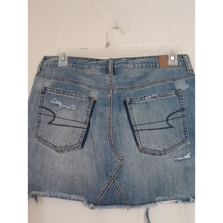 Special offer  American Eagle Women Size 12 Distressed Mini Skirt Button Fly Cotton GQG2jelzo New Style