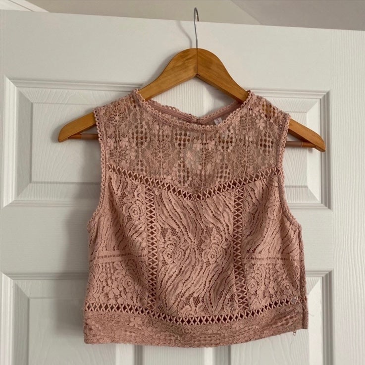 Factory Direct  Light Pink Lace Crop Too osSgysLl2 US O