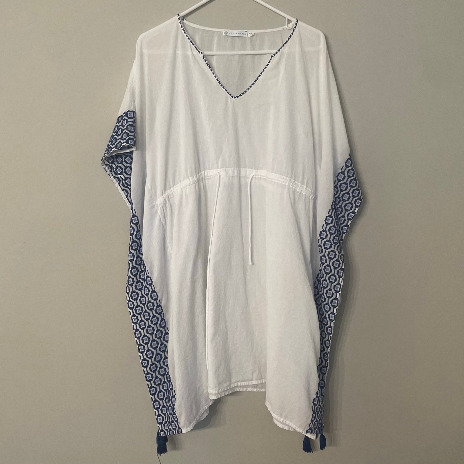 Authentic Women’s Anthropologie House of Pom Swim Coverup White and Blue Medium / Large FgLKj6s2G just for you