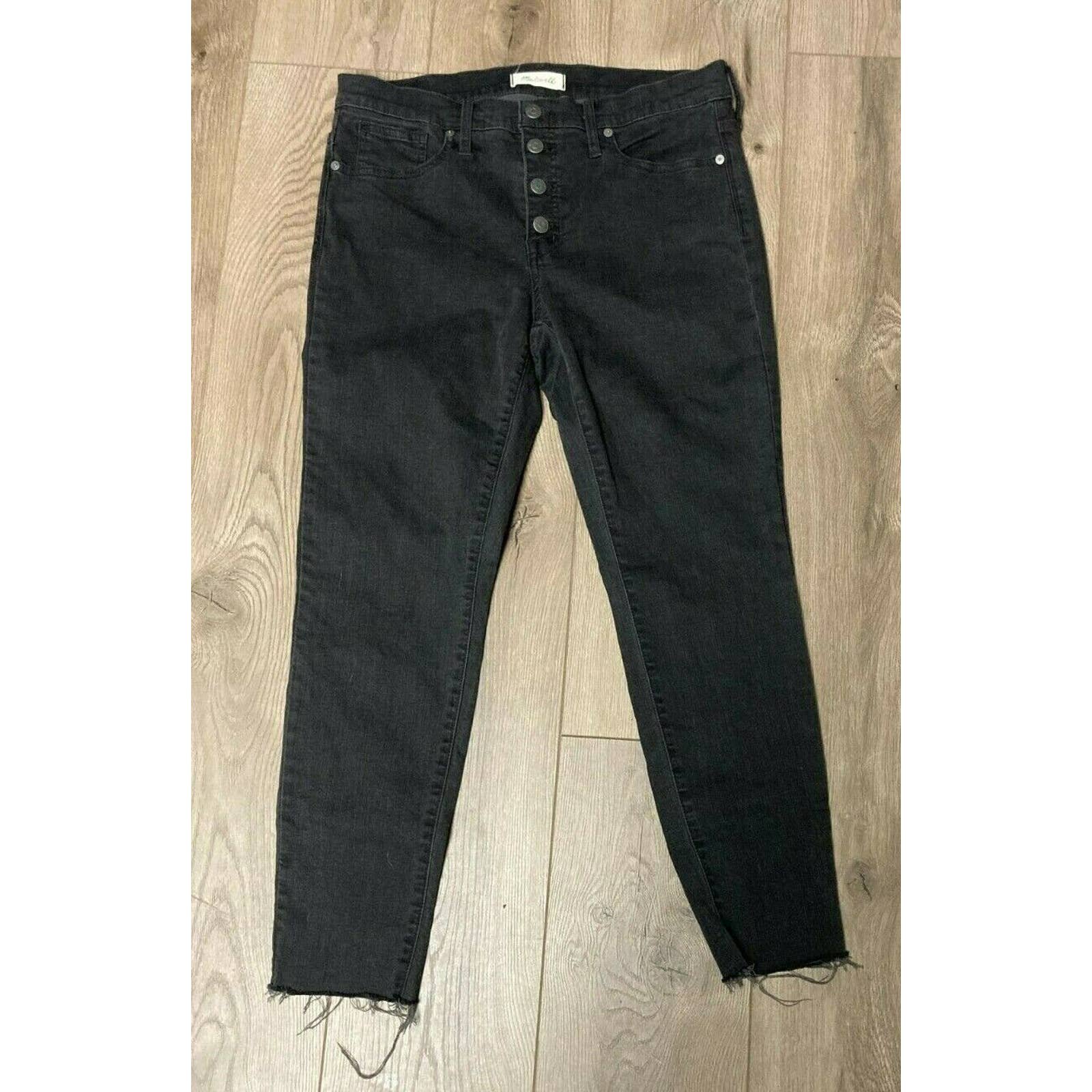 save up to 70% Madewell 31 Mid Rise Skinny Jeans Button Through Berkeley Black Chewed Hem oXKtqYpay all for you