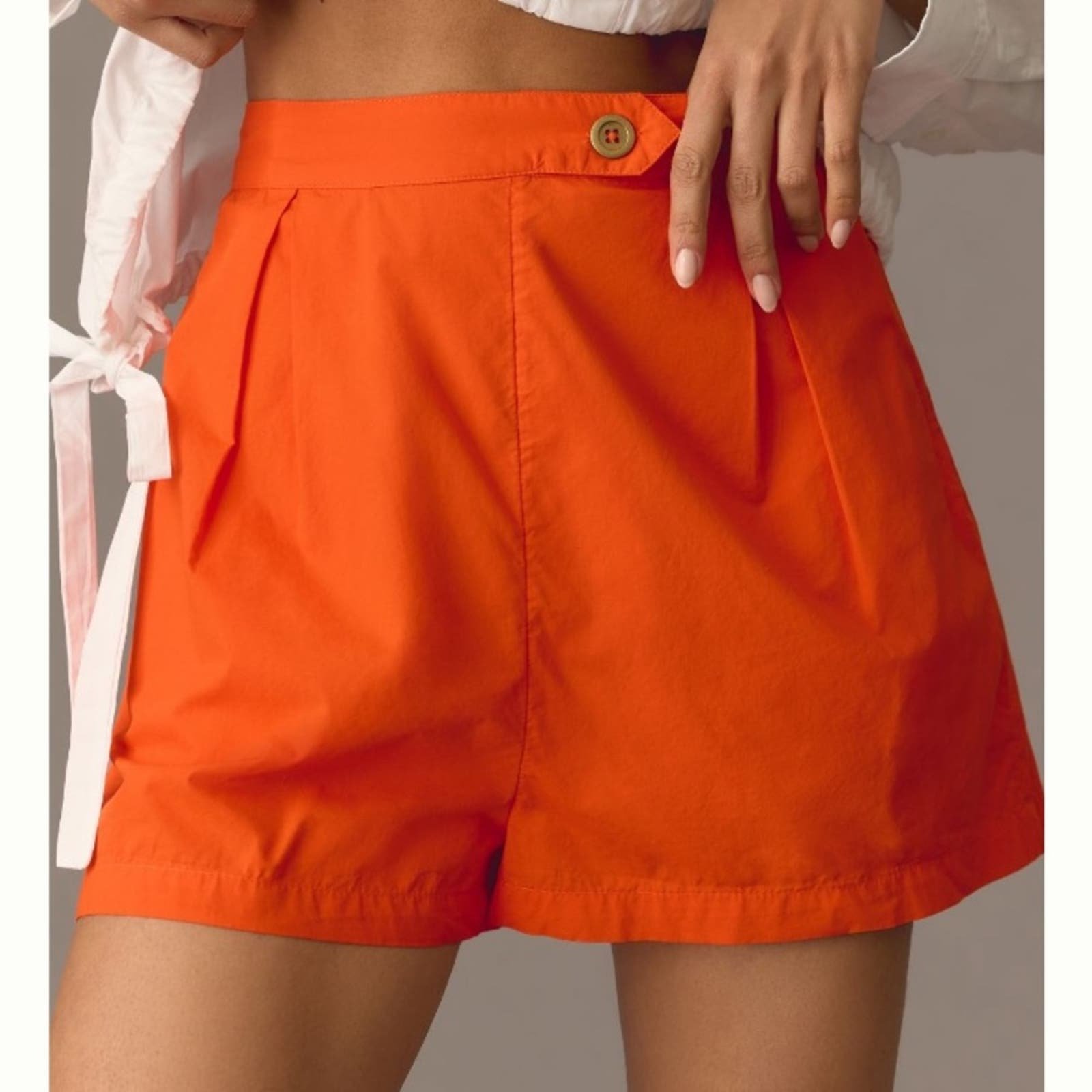 Nice Anthropologie Pleated Poplin Shorts in Orange Size