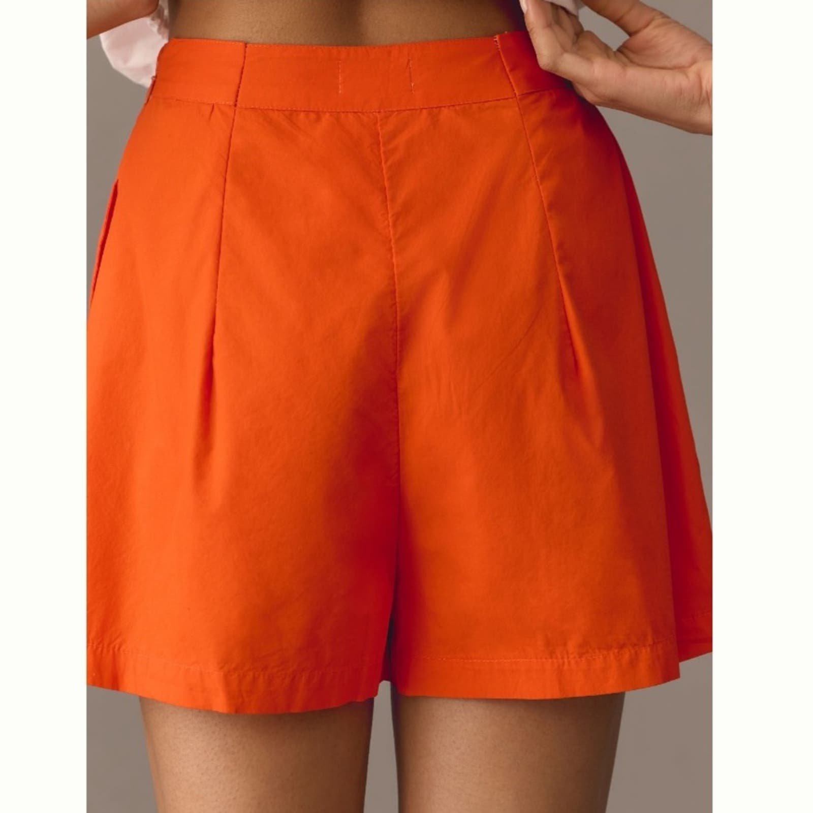 Nice Anthropologie Pleated Poplin Shorts in Orange Size 16W 100% Cotton kIc8bRKzD Novel 