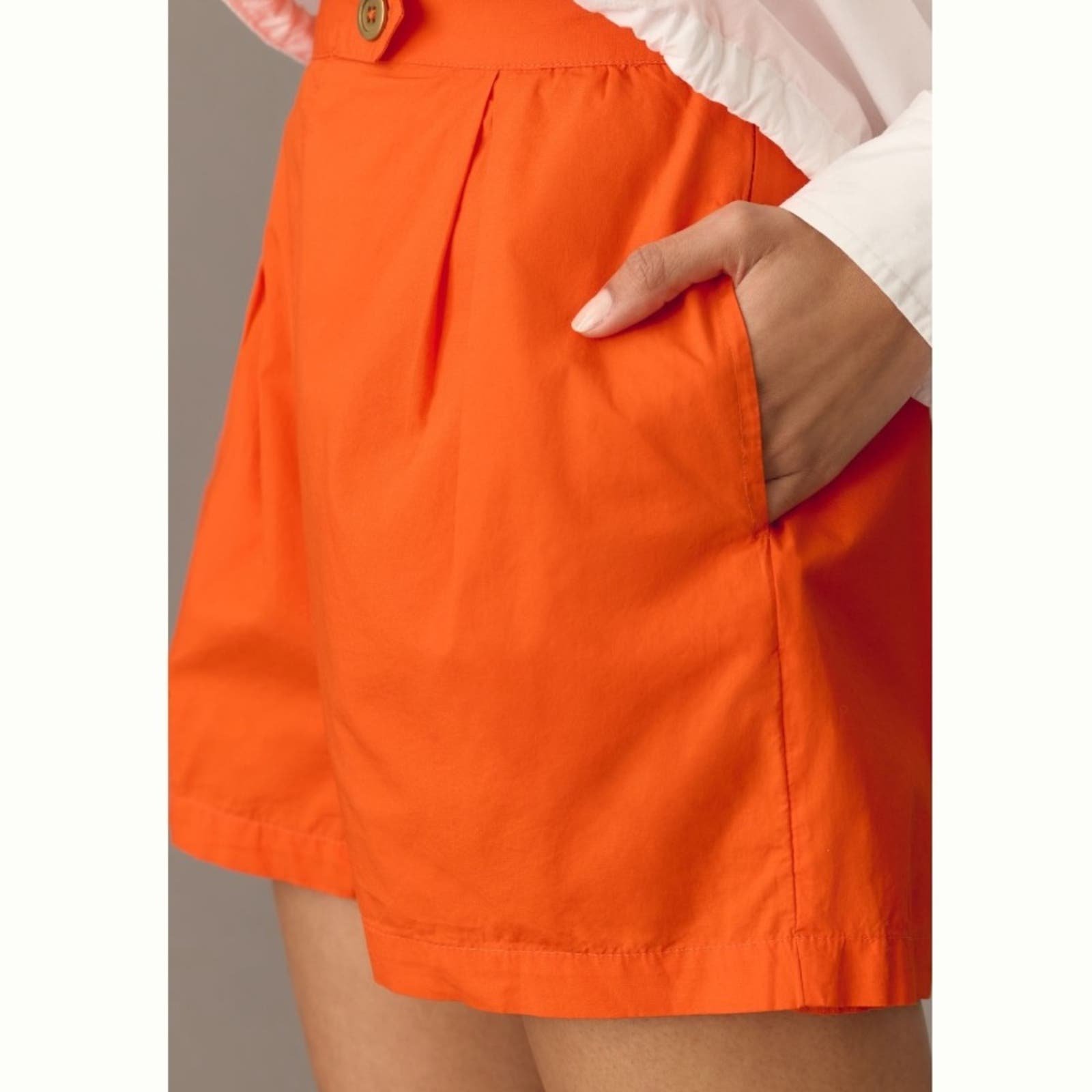 Nice Anthropologie Pleated Poplin Shorts in Orange Size 16W 100% Cotton kIc8bRKzD Novel 