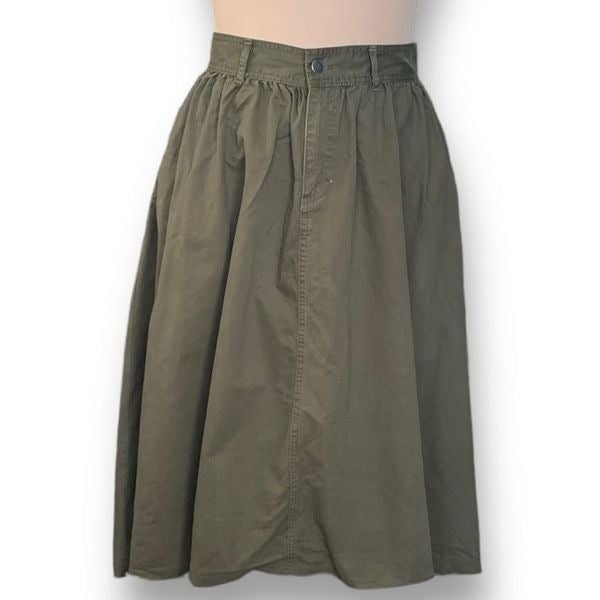 Great Forever 21 Skirt Olive Green Flowy Midi Size Larg