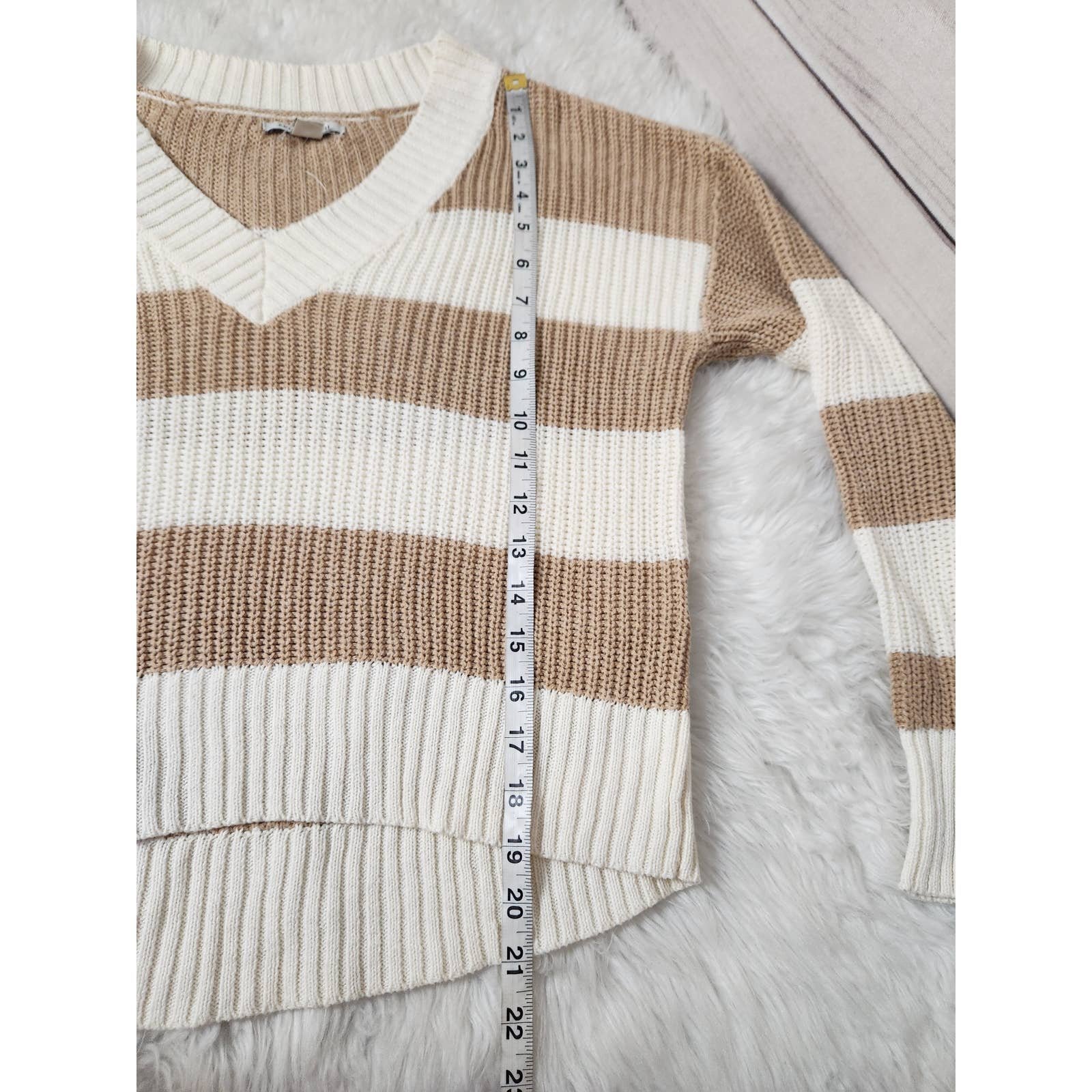 good price American Eagle Womens Sweater Knitted V Neck Striped Brown White Size XXS kbaU6xozI just for you