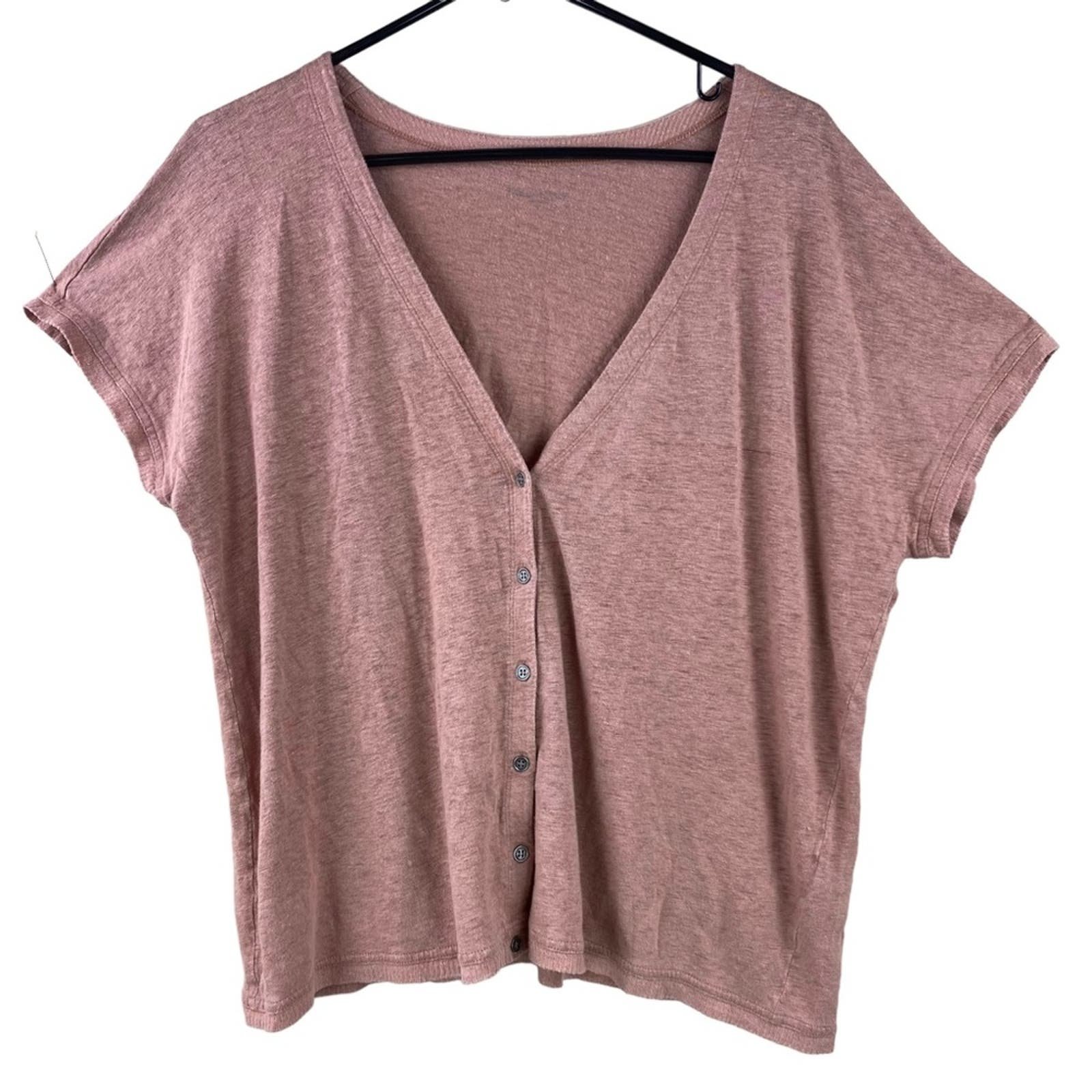 Special offer  Eileen Fisher 100% Linen Jersey Knit Shirt Button Front Neutral Lounge Beach nCdSHNpRs Cool