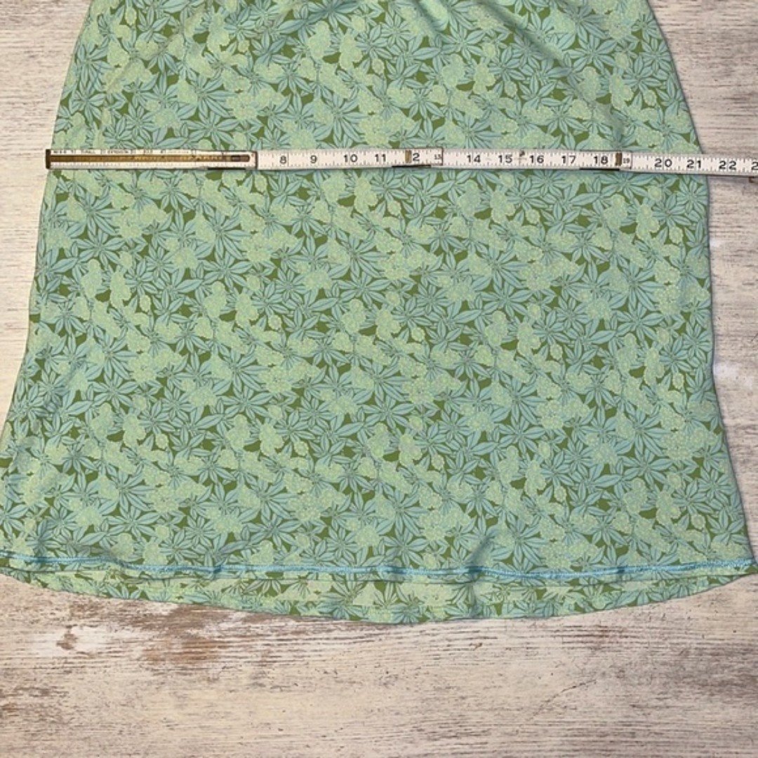 Stylish Vintage Gap Y2K Green Periwinkle Blue Floral Leaf Print Rayon Skirt Size 12 L NThuO6rGo all for you