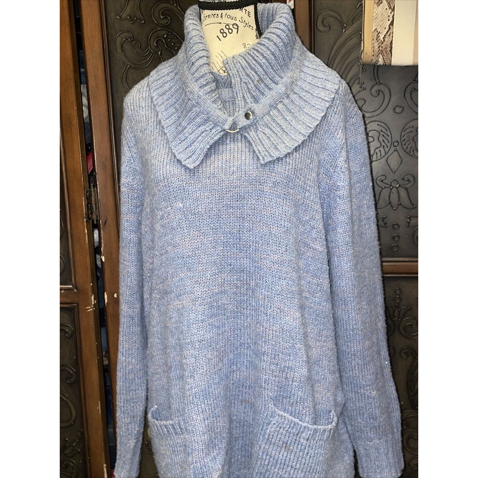 The Best Seller Soft Surroundings Wool Blend 1X Blue Knit Sweater Women´s HreYEheFg online store