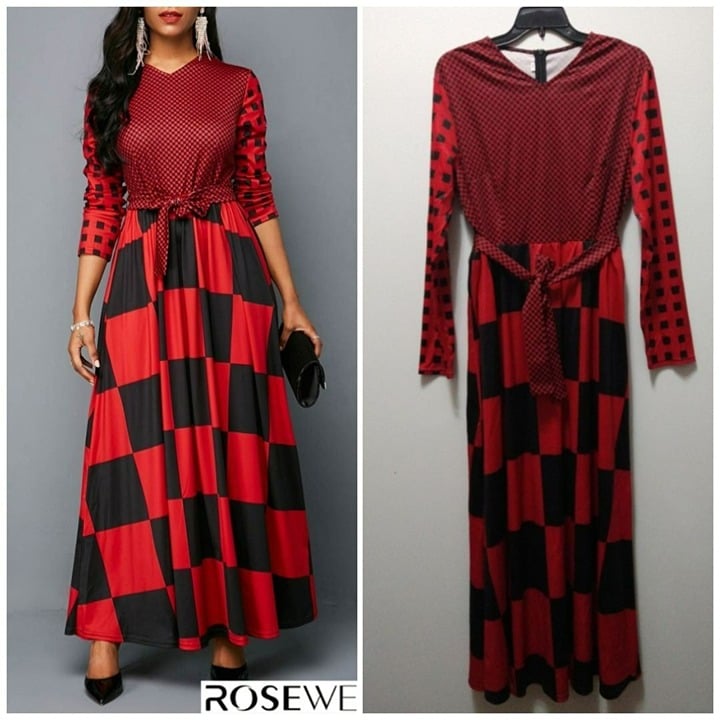 large discount Women´s Maxi Red and Black Geometri