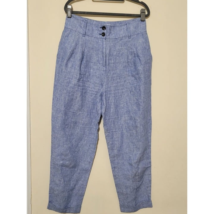 floor price Boden Womens Blue Linen Tapered Leg Trouser Pants Size 8 R Pleated Front Pockets k1fPhVJzY best sale
