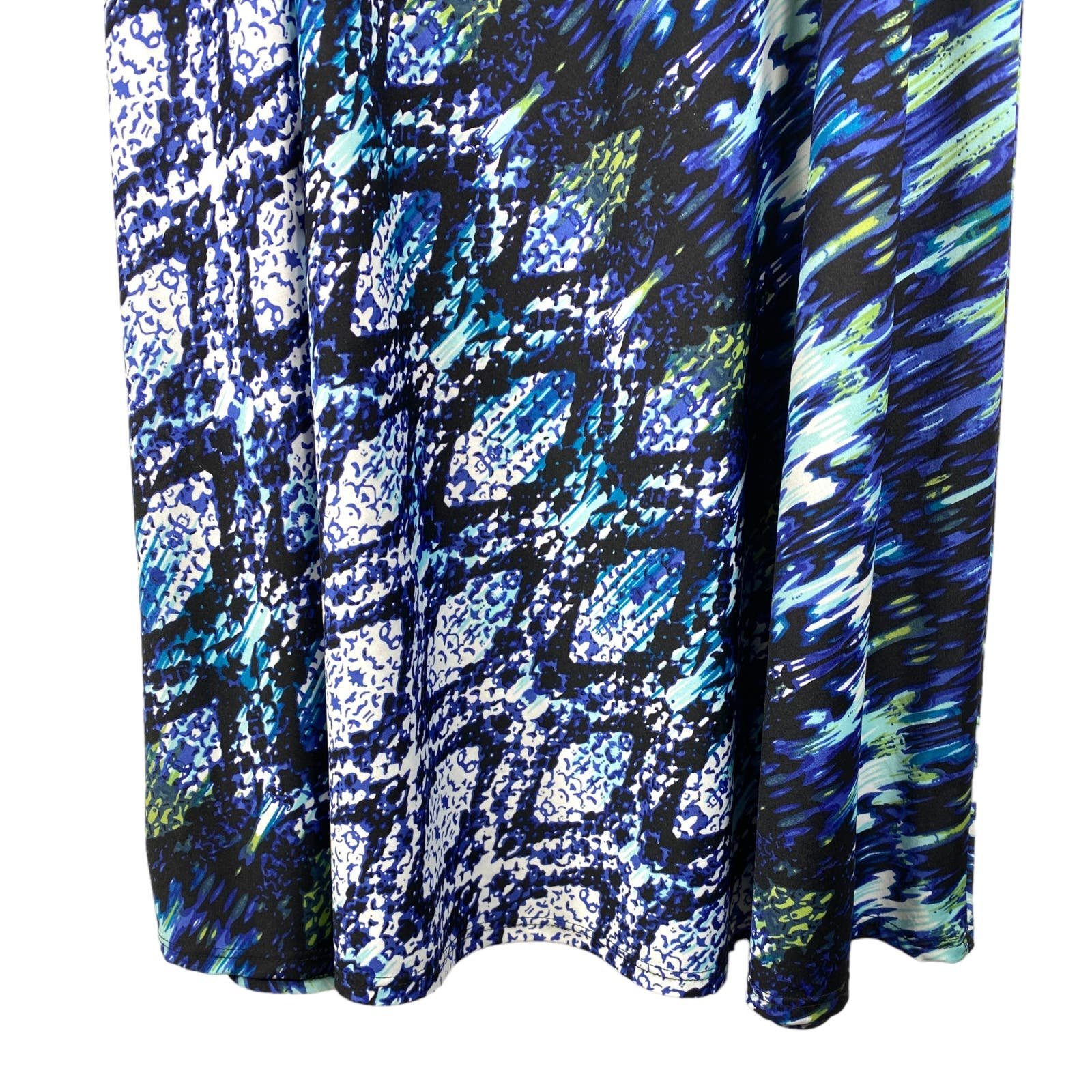 save up to 70% Sunny Leigh Maxi Skirt Large Blue Green Watercolor Geo Print Slinky Stretchy Fqdix9MIV on sale