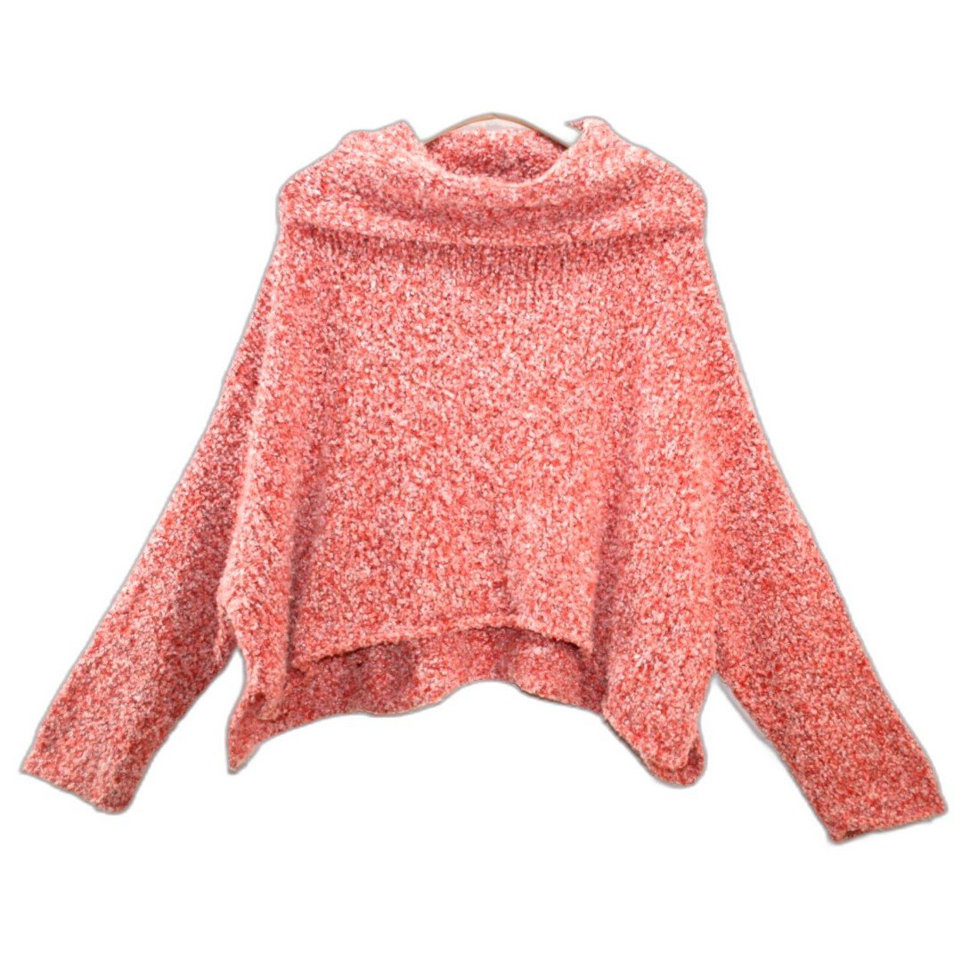 reasonable price Free People Cowl Neck Loose Knit Sweater Speckled Cropped Coral Sz S Oversized mIorkl0LB hot sale