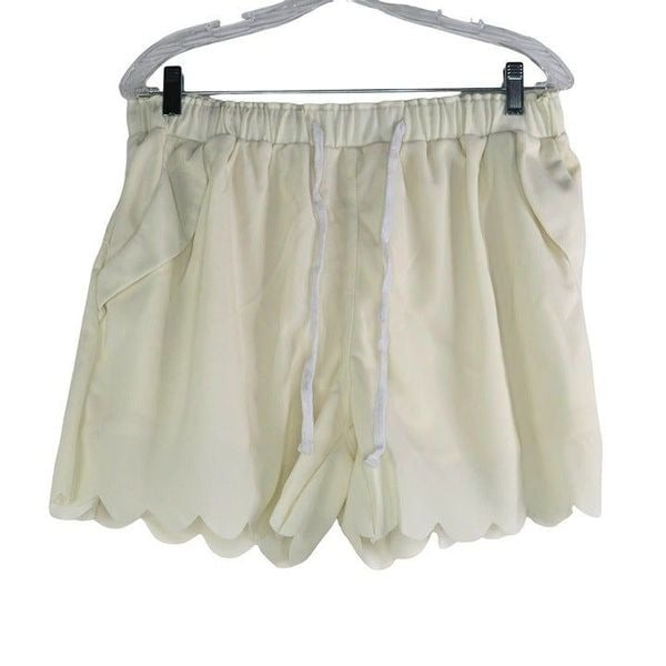 large discount Scalloped Hem Draw String Athletic Short