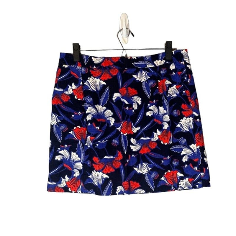 Popular J. Crew Blue & Red Multicolor Floral Straight M