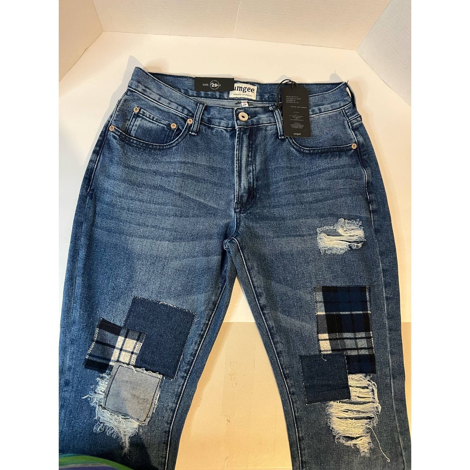 Gorgeous NWT UMGEE Women´s Boyfriend Distressed Patchwork Jeans 100% Cotton SZ 29 ITQ8GQeXV well sale