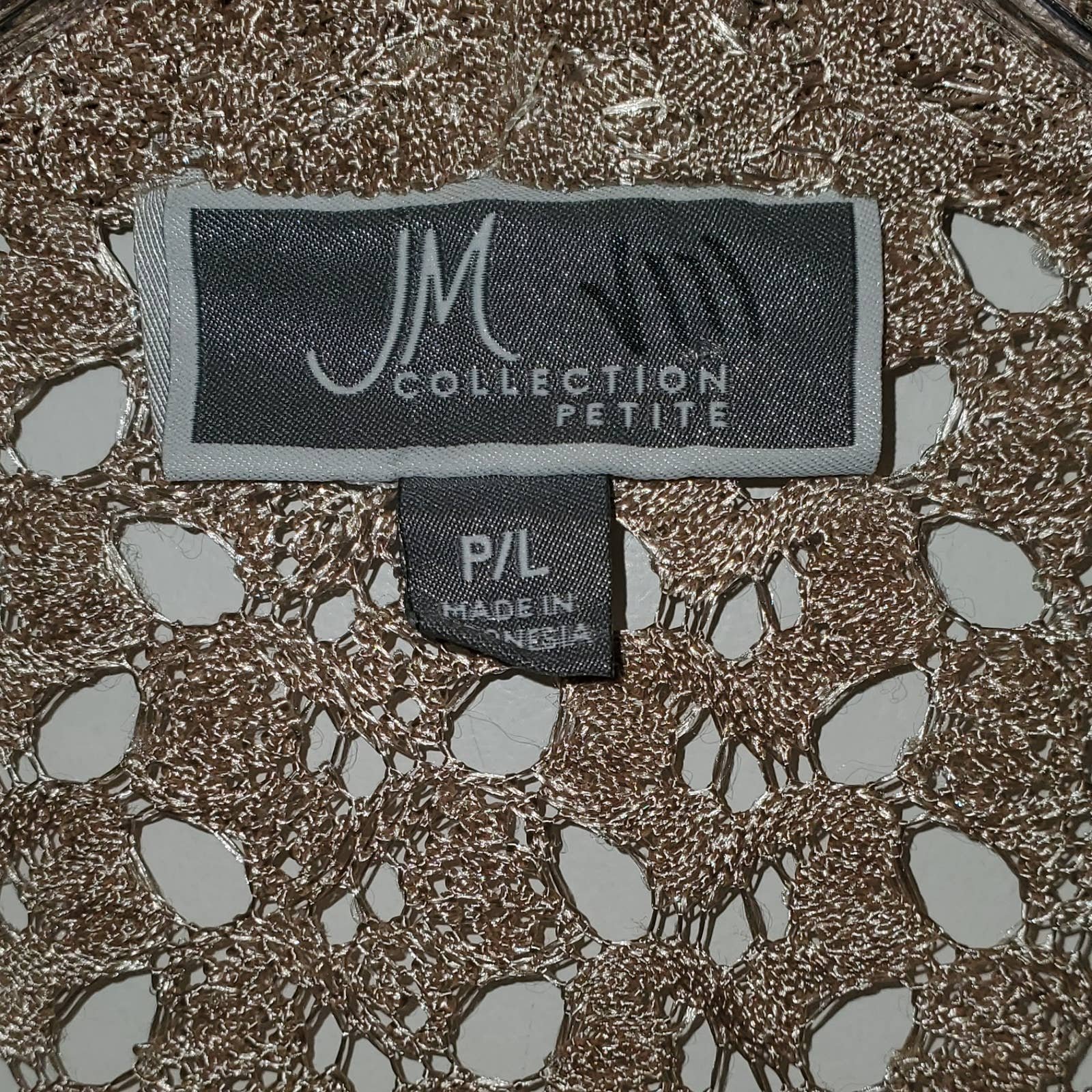 floor price JM Collection Petite Lace Tan Open Front Knit Cardigan Large LP maLbOBwMI best sale