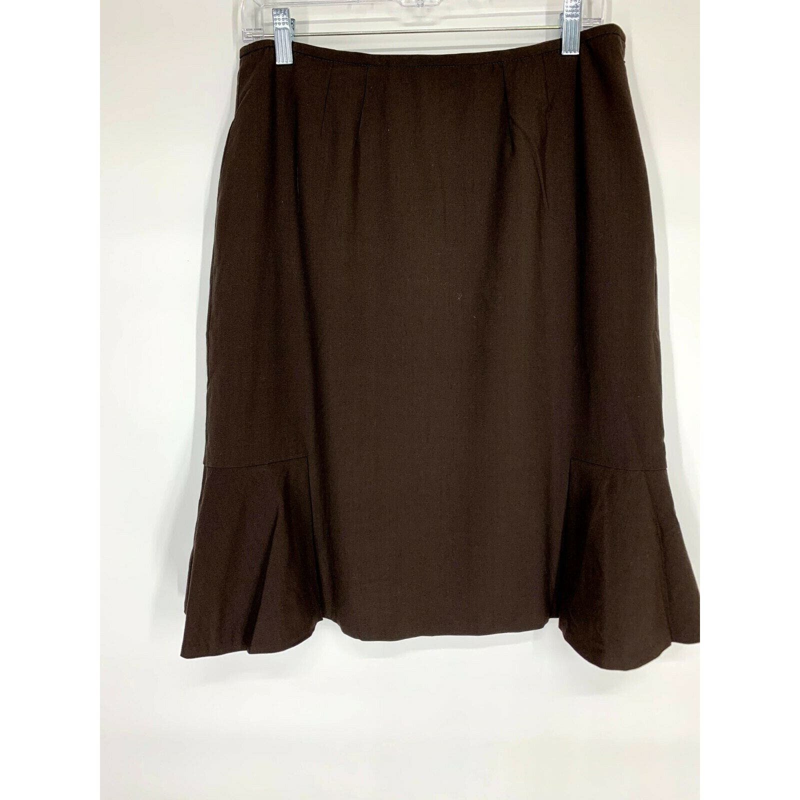 Promotions  Solid Brown A-Line Knee Length Midi Flare S