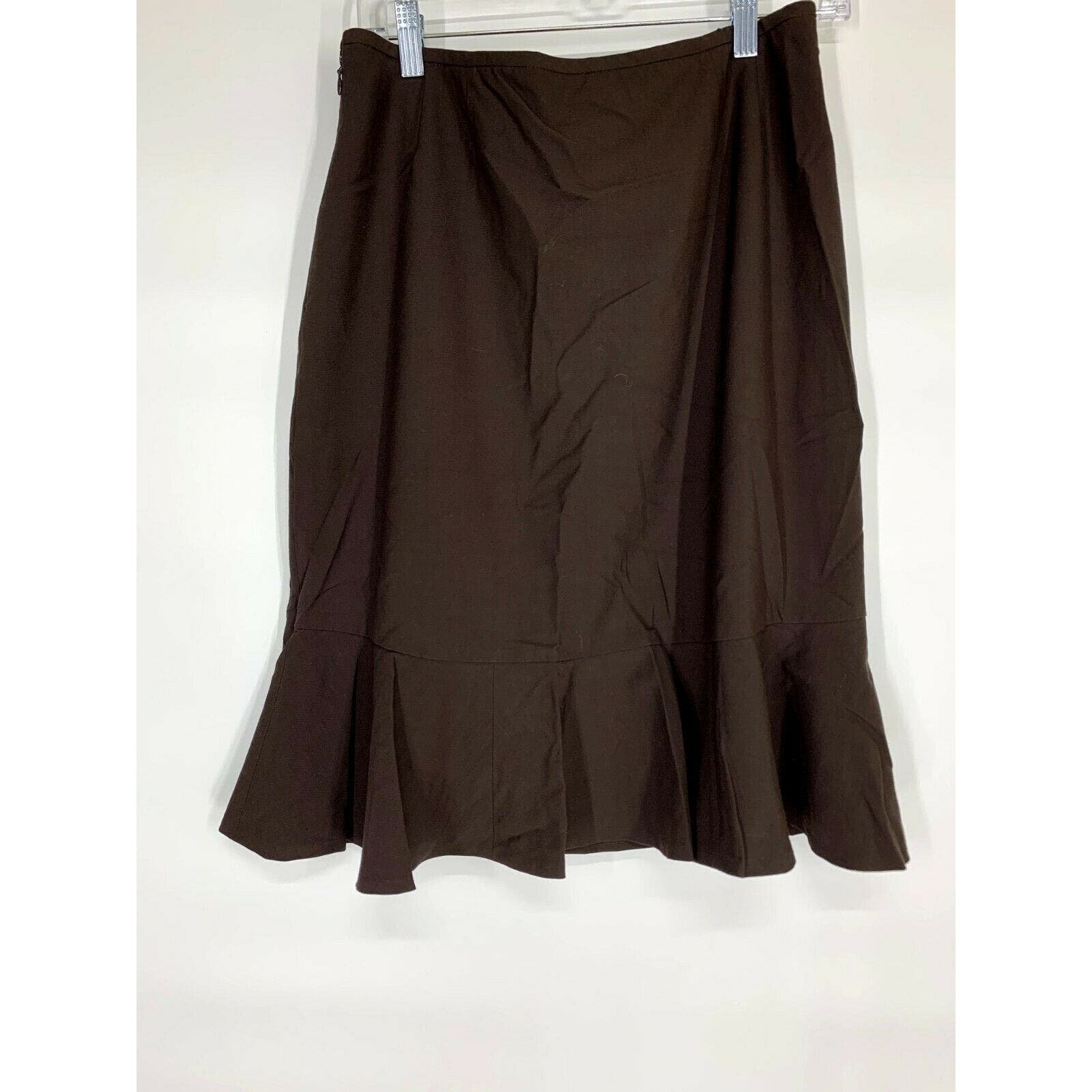 Promotions  Solid Brown A-Line Knee Length Midi Flare Skirt Women’s lSMe0BtOD all for you