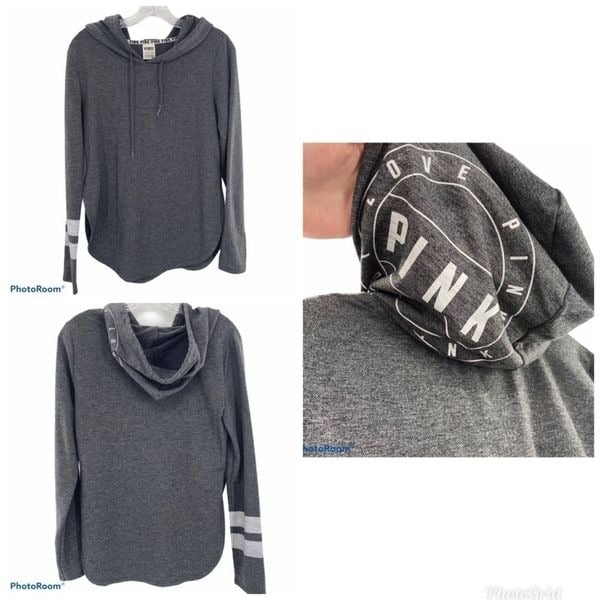 good price PINK VS | Gray Pullover Hooded Sweatshirt nw