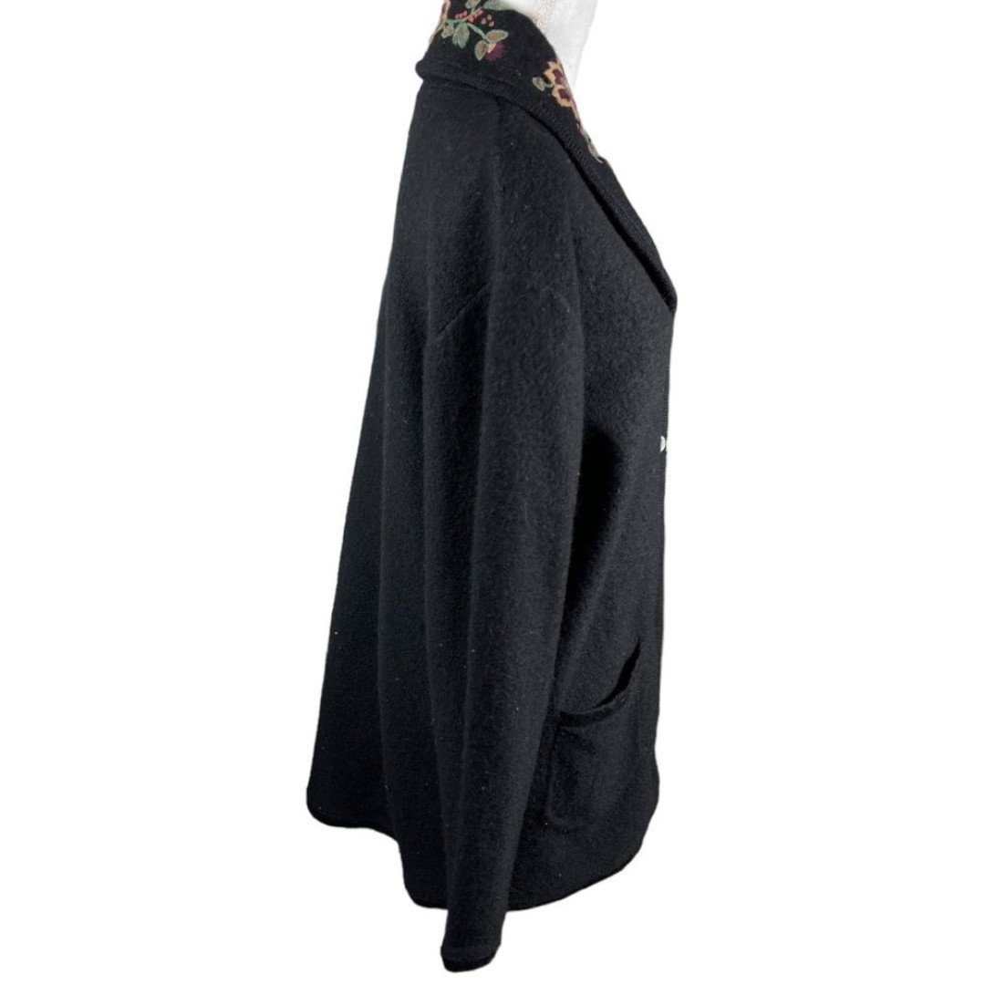 Latest  Woolrich size large vintage Black Wool Floral Embroidered cardigan Sweater MNFOMLLqS Zero Profit 