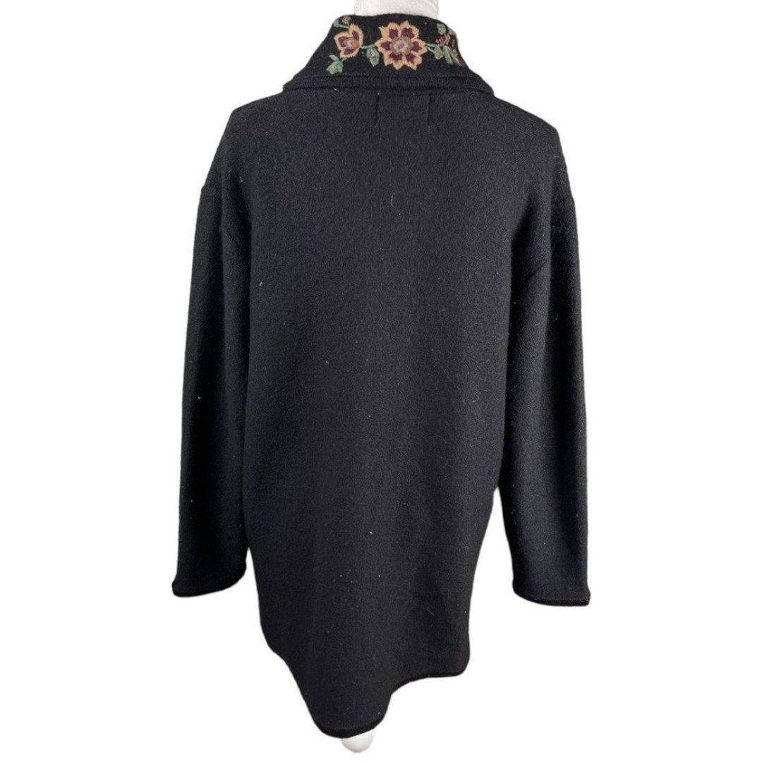 Latest  Woolrich size large vintage Black Wool Floral Embroidered cardigan Sweater MNFOMLLqS Zero Profit 