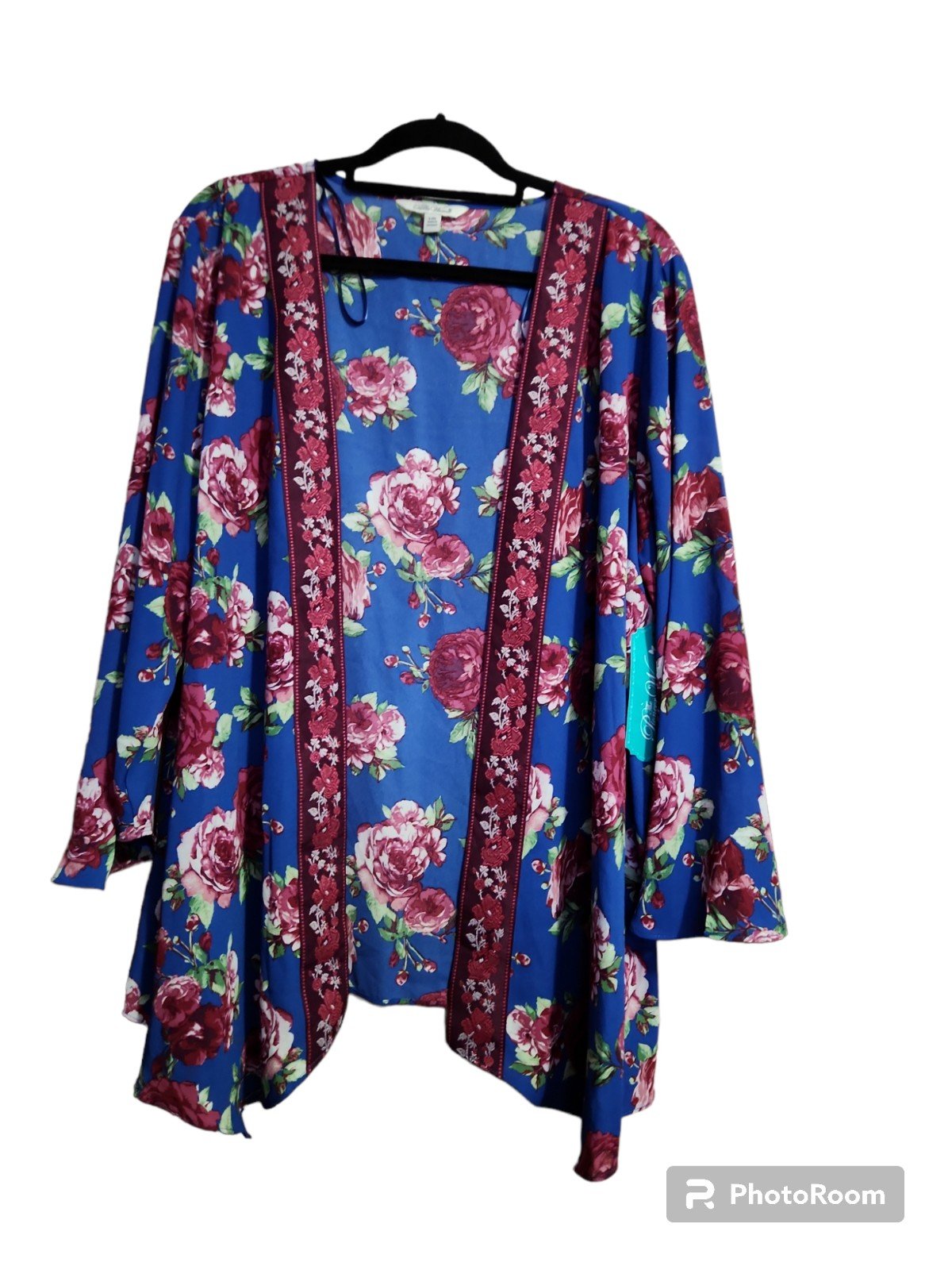 Buy Pioneer Woman open front blue floral kimono L/XL new oNyQkSOT1 Fashion