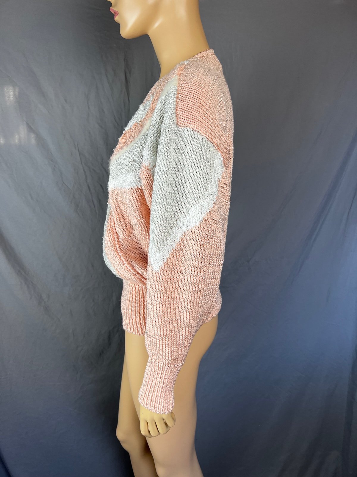 big discount VINTAGE SID EFFECTS Pink Knit V Neck Faux Wrap Sweater Sz Sm Balloon Sleeve Top I5hEKw8rj Hot Sale