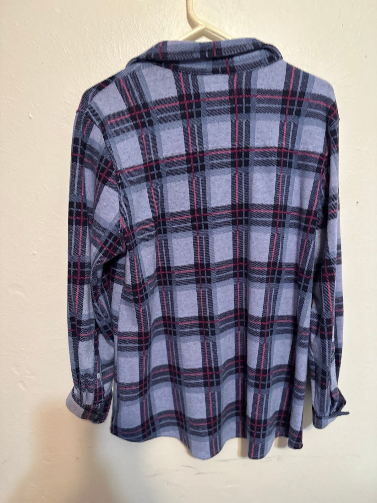 Popular Favorite Plaid Top Blue Pink Plaid Front Pockets Button Down Fleece Shirt L NJPExER0w Everyday Low Prices