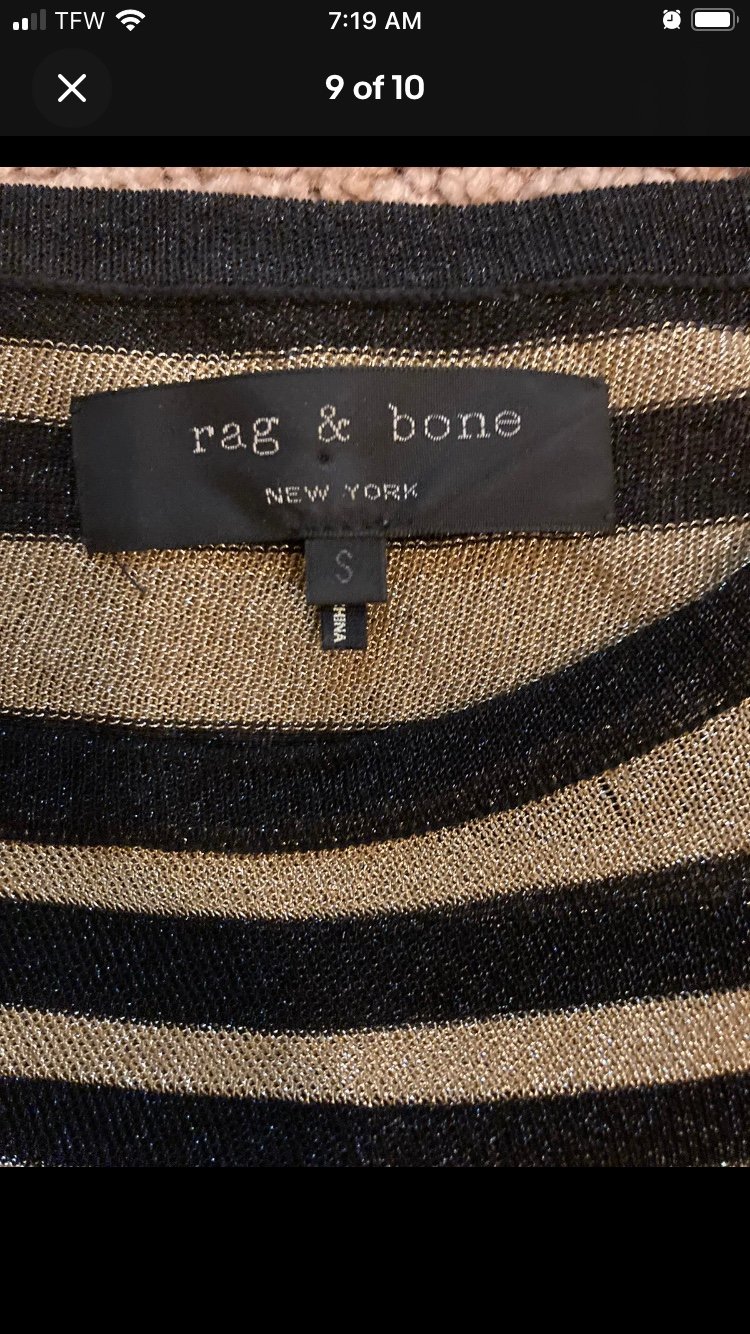 Perfect Rag & Bone Gansevoort Gold Metallic Striped Womens Small Sheer Long Sleeve Top JRtNfiUnd online store