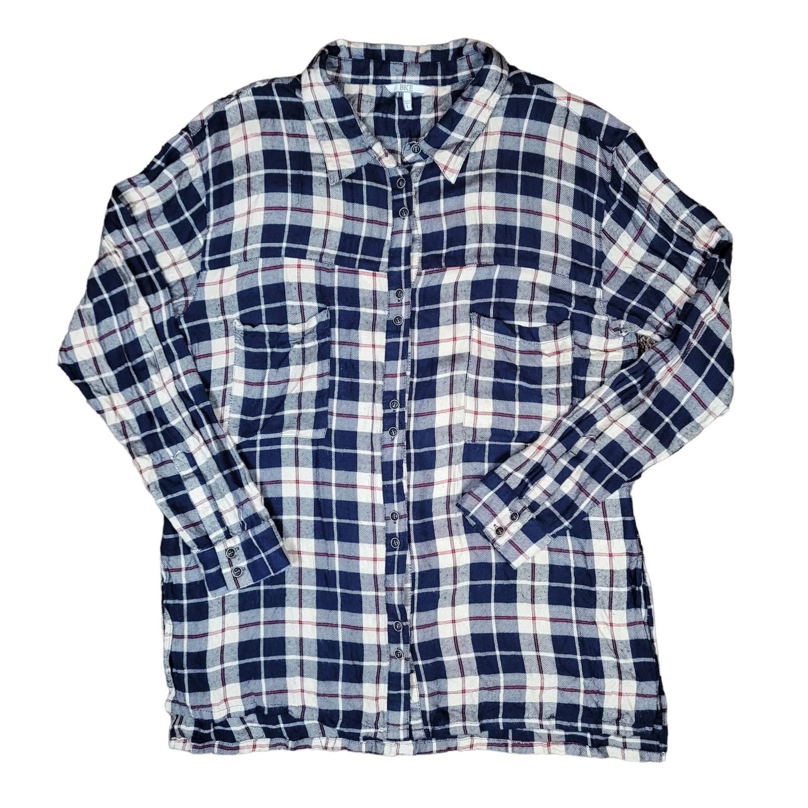 Gorgeous BKE Women´s Plaid Button Front Shirt Sz L