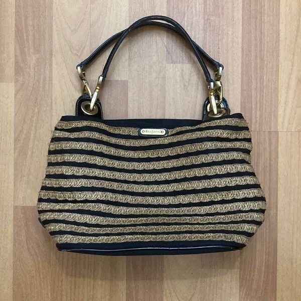 Simple Eric Javits Squishee Straw, Canvas & Black Patent Leather Shoulder Bag Purse MPh58koe4 Factory Price