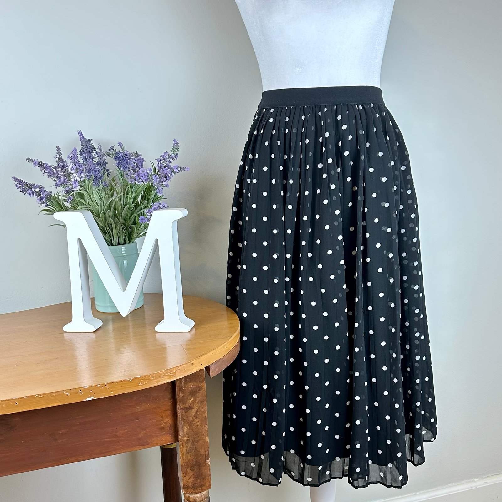 where to buy  A New Day Black and White Polka Dot Pleat