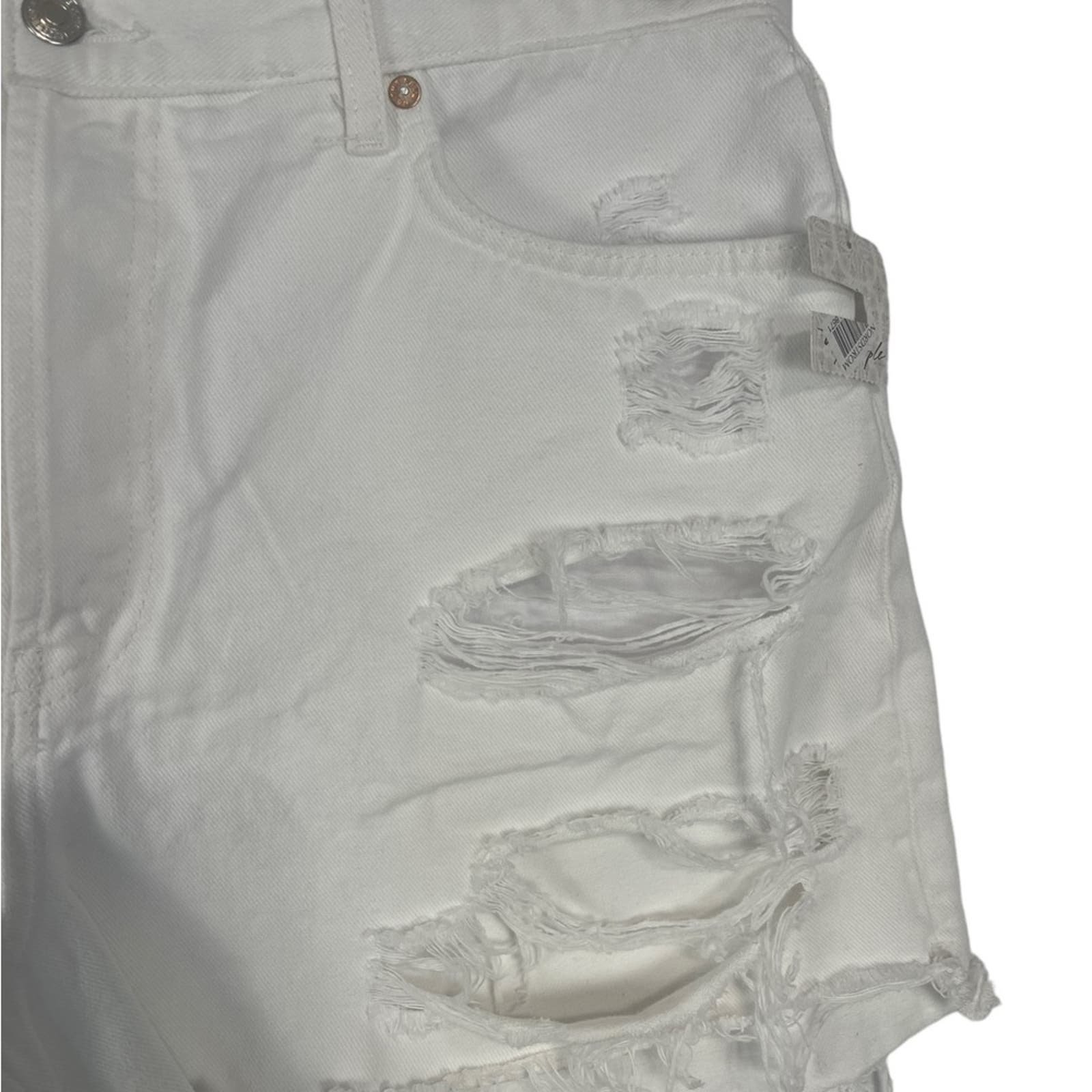 Amazing Free People Maggie Mid-Rise Frayed Hem Distressed Denim Shorts Optic White Sz 31 jqz8qlFKo Factory Price
