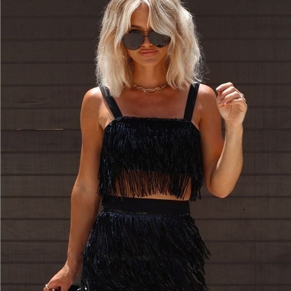 Buy New Vici Collection Fancy Rodeo Sequin Fringe Crop 