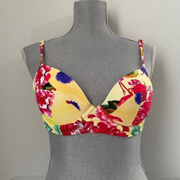 Simple Women’s Floral Push Up Wired Bikini Top Tie Back size S LSGRLU27J just buy it