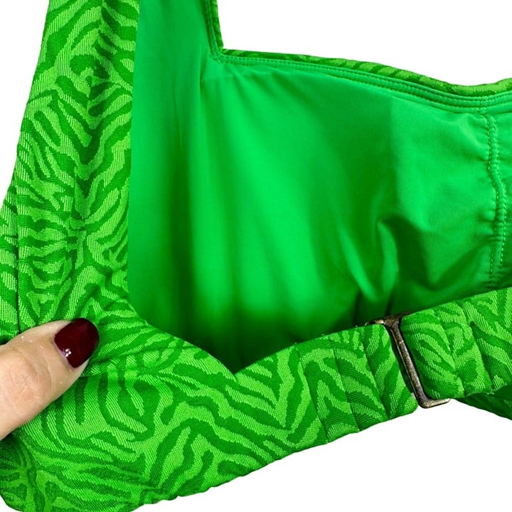Perfect Andie The Rye Top Zebra-Jacquard Green Bikini Top pCe1mre4B best sale