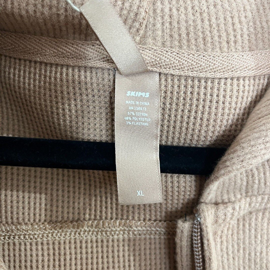 where to buy  SKIMS Crop Waffle Knit Full Zip Up Hoodie Tan Camel Womens Sz XL NEW iMLR5jUCf Store Online
